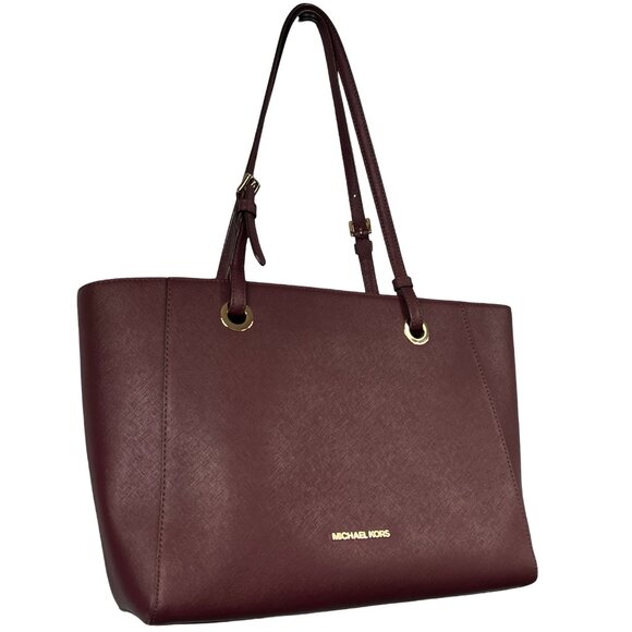 Michael Kors Large Tote Bag with zippered compartment for laptop, wine color. - Picture 3 of 14